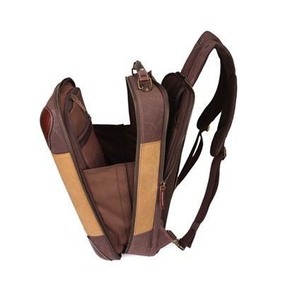 OEM Canvas And Leather Trim Backpack Durable Bag For Sports Travel Gym factory