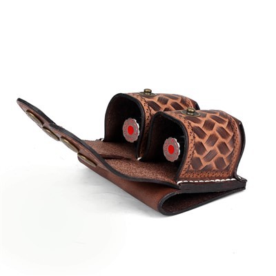 TOURBON Leather Double Speedloader Pouch For .38 .357 .44 .45
